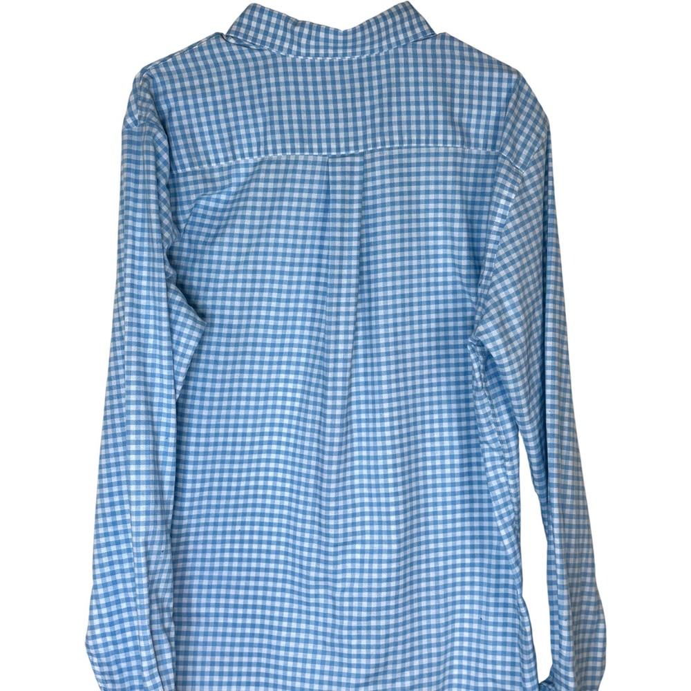 ST JOHNS BAY Mens L Blue White Gingham Stretch Long Sleeve Button Down Shirt - Picture 6 of 13